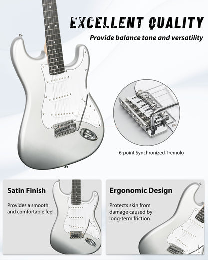 Tostar TST-110 39-inch Electric Guitar, S-S-S Pick Up