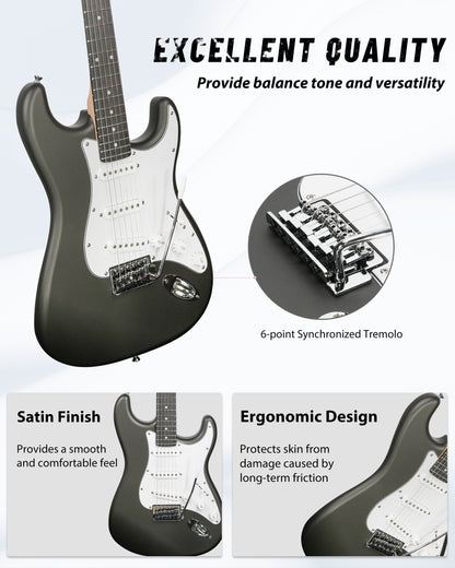 Tostar TST-110 39-inch Electric Guitar, S-S-S Pick Up