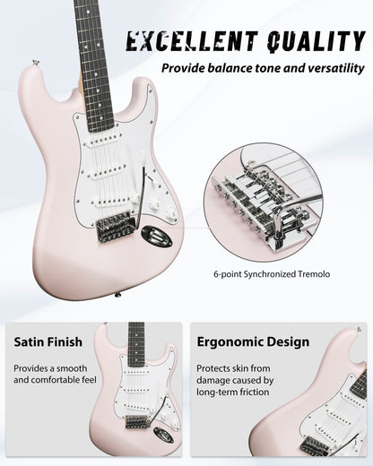 Tostar TST-110 39-inch Electric Guitar, S-S-S Pick Up