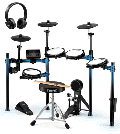 TOSTAR TED‑50P Electronic Drum Set, 5 Mesh Drum Pads & 3 Choke Cymbals with Throne, Headphones & Full Accessories, USB MIDI for Home Practice