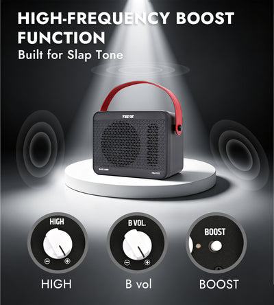 TOSTAR 15W Bass Amp for Slap Bass – Mini Practice Amplifier with HF Boost & Audio Playback