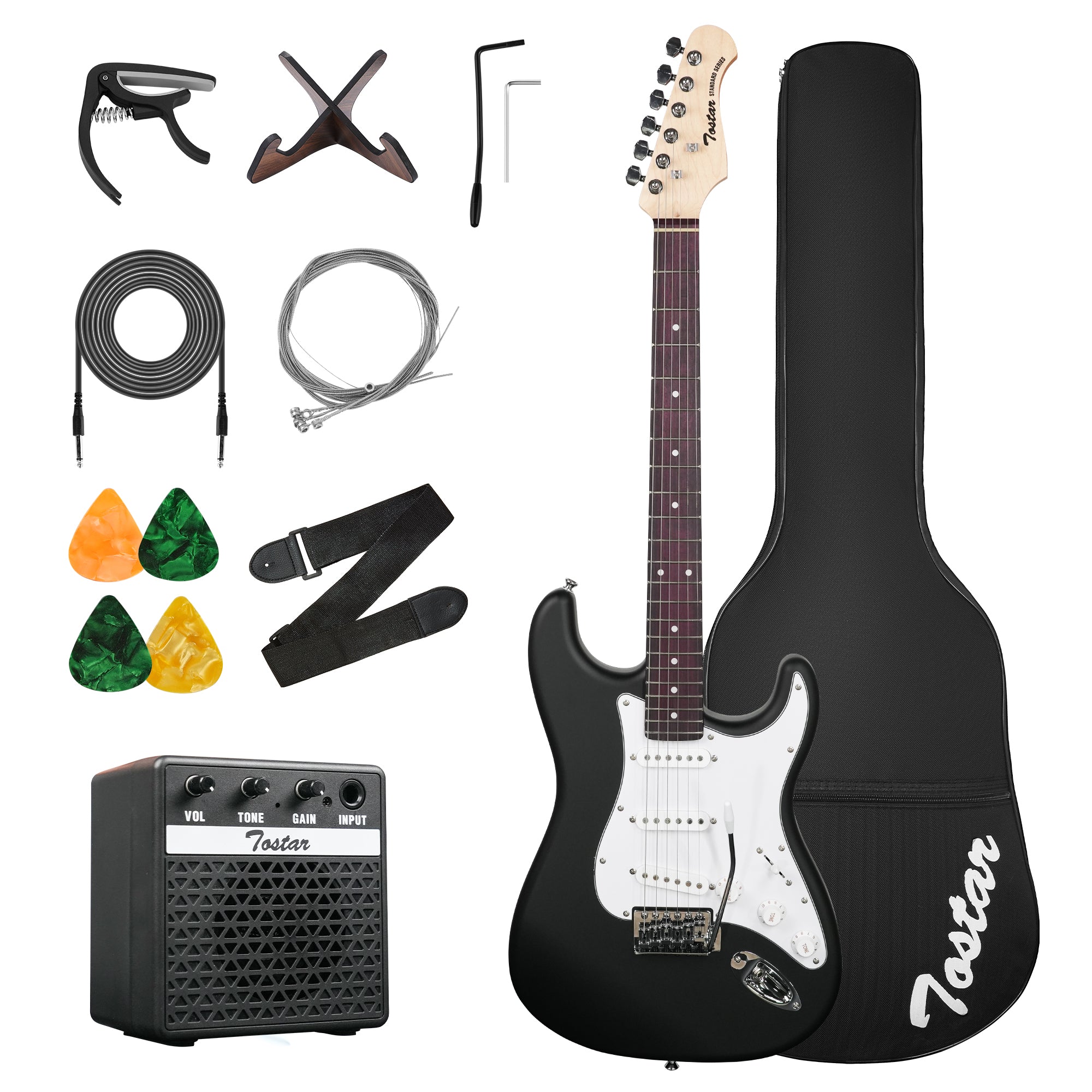 Tostar TST-110 39-inch Electric Guitar, S-S-S Pick Up